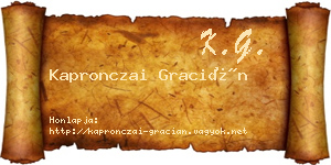 Kapronczai Gracián névjegykártya