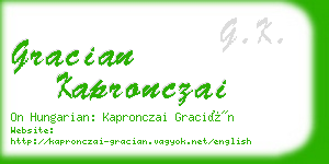 gracian kapronczai business card